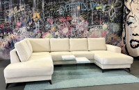 Wohnlandschaft Banjodini in Cream – Luxuriöses Sofa mit Mikrofaser Flausch und Edelstahlfüßen
